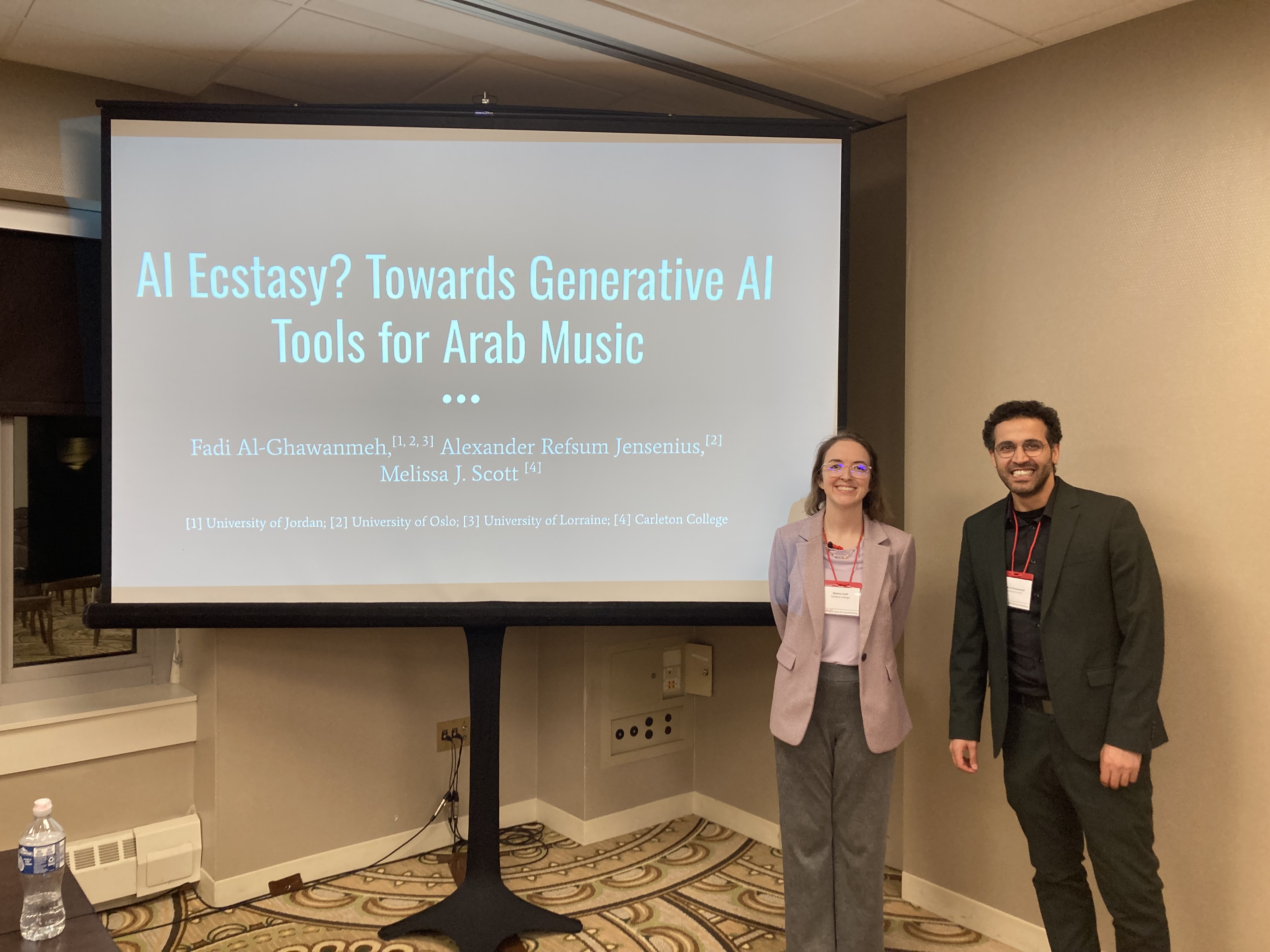 Fadi Al-Ghawanmeh and Melissa Scott presenting at the American Musicological Society meeting